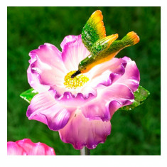 Decoratiune solara Floare cu Colibri foto