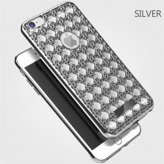 husa fashion electroplating cu cristale iphone 6 , 6s - argintiu foto