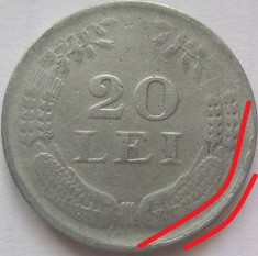 Moneda 20 Lei - ROMANIA, anul 1942 *cod 3363 Zinc-depunere material foto