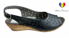 Sandale dama negre din piele naturala cu platforma - cod DOL21 foto