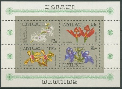 Malawi 1969 Flori, Orhidee , colita dantelata nestampilata foto