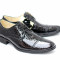 Pantofi negri eleganti barbatesti din piele naturala cu siret 959CROCO