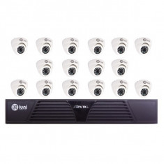 Sistem Supraveghere iUni 16 Camere CMOS 1 MP, 24 Led IR, DVR 16 Canale HD 720p, HDMI, VGA, 2 USB, LAN, PTZ, Interior foto