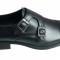Pantofi barbati casual - eleganti din piele naturala negri cu catarame - DOL11