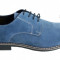 Pantofi barbati casual - eleganti din piele naturala velur bleu - DOL26