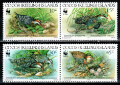 Cocos Islands 1992 WWF, Mi #267-270**, pasari, MNH, cota 6 ?! foto