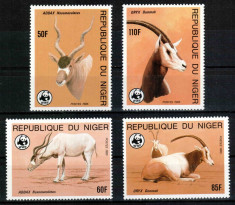 Niger 1985 WWF, Mi #941-944**, animale, MNH, cota 26 ?! foto