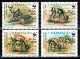 Somalia 1992 WWF, Mi #436-439**, antilope, MNH, cota 18 &euro;!