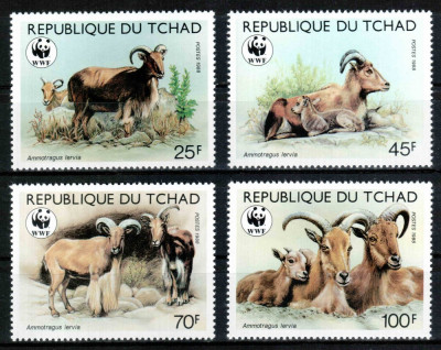 Ciad Chad Tchad 1988 WWF, Mi #1171-1174**, animale, MNH, cota 16 &amp;euro;! foto
