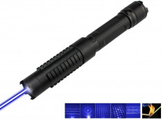 Laser Albastru cu Acumulatori si 5 Capete 3D Blue laser Pointer 50000 mW foto