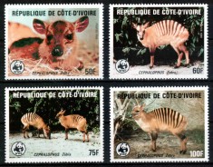 Coasta de Fildes 1985 WWF, Mi #881-884**, animale, MNH, cota 55 &euro;!