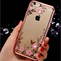 Husa iPhone 5 5S SE TPU Flower Rose Gold foto