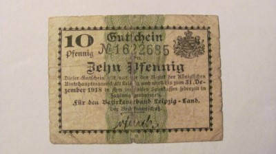 CY - 10 pfennig 1918 Leipzig Germania talon notgeld foto