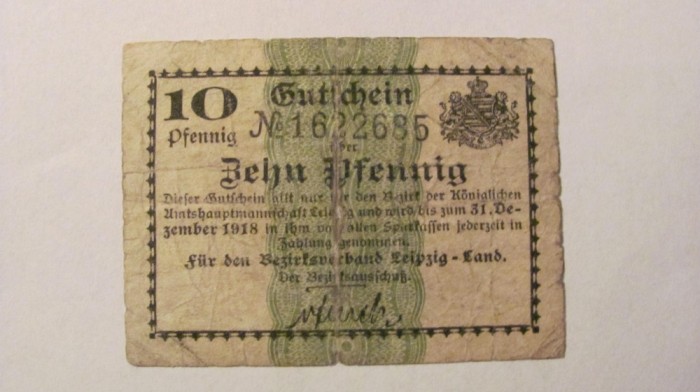 CY - 10 pfennig 1918 Leipzig Germania talon notgeld