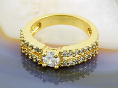 Inel Placat cu Aur 18K, cu Zirconiu , cod 958 foto