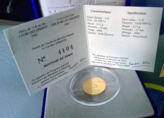 Moneda aur 24k Franta 2002 &amp;quot;L&amp;#039;Euro des enfants&amp;quot; 3,11g doar 5000 buc foto