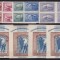 ROMANIA 1947 LP 213 LP 214 CASA SCOALELOR BLOCURI DE 4 TIMBRE SI 4 COLITE MNH