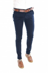 Pantaloni tip ZARA bleumarin - pantaloni barbati slim fit office - 6820 foto