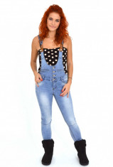 Salopeta dama jeans flowers foto