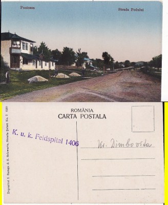 Pucioasa (Dambovita) - Strada Podului- rara. cenzura militara foto
