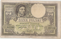 POLONIA 500 Zlotych 1919 (1924) U foto