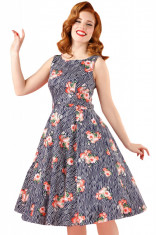 RV402 Rochie maxi vaporoasa, de vara, cu imprimeu floral colorat foto