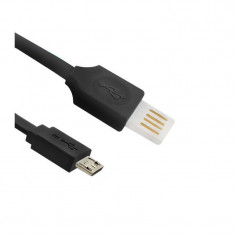 conectica Qoltec Cablu USB Male Double Sided - Micro USB Male 1m Flat Black foto