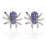 Butoni BLUE SPIDER metalici cu strasuri + cutie simpla cadou