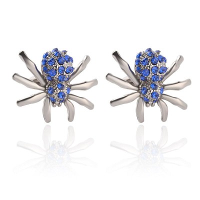 Butoni BLUE SPIDER metalici cu strasuri + cutie simpla cadou foto