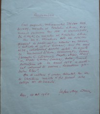 Recomandare scrisa olograf si semnata de Stefan Augustin Doinas, 1964