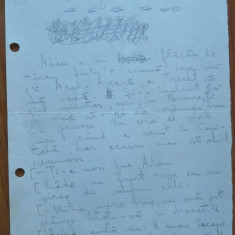 Manuscris Eugen Jebeleanu ; Insemnari de azi si de ieri , 7 pagini olografe