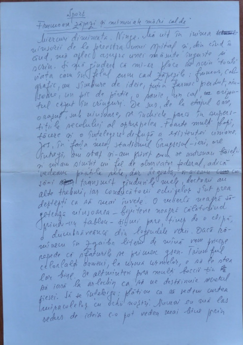 Manuscris Fanus Neagu ; Frumoase zapezi si minunate mari calde, 2 pagini