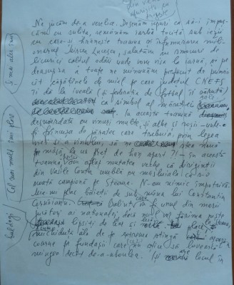 Manuscris Fanus Neagu ; 2 pagini scrise si semnate olograf , articol sportiv foto