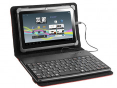 Husa cu tastatura Tracer microUSB SmartFit rosie 7 - 8 inch foto