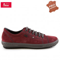 Pantofi dama piele naturala RIEKER M6104-36 bordo velur (Marime: 38) foto