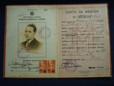 Carte de Mester pentru meseria de strungar, ROMANIA Ministerul Muncii/colectie foto