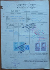 2 certificate de origine marfa ; Consulatul Regal al Romaniei , Dresda , 1942 foto