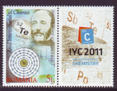 Romania 2011, Anul International al Chimiei LP 1917 b, timbru cu vigneta MNH foto