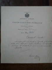 Tit Maiorescu, semnatura olografa Document Ministerul Cultelor, Februarie 1889 foto