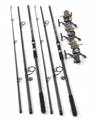 Set 3 Lansete Crap 3,9 m Cu Mulinete KW 60 Long Cast Si Baitrunner foto