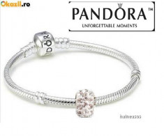 Bratara PANDORA argint S925 ALE+charm swarovski cadou/ charm murano foto