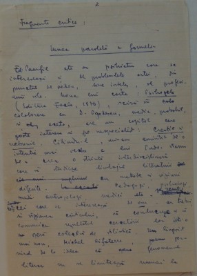 Manuscris al scriitorului Eugen Simion , Lumea paralela a formelor , 11 pagini foto