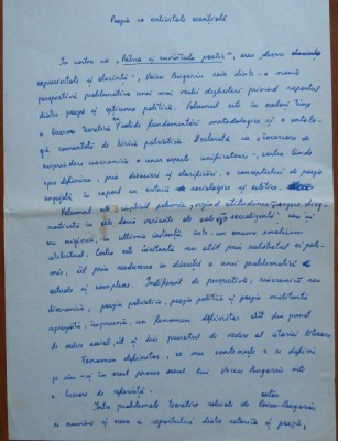 Manuscris Sultana Craia, Targoviste, Poezia ca activitate esentiala, eseu foto