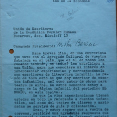 Scrisoare a scriitorului cubanez Juan Ramos catre Mihai Beniuc , 1964
