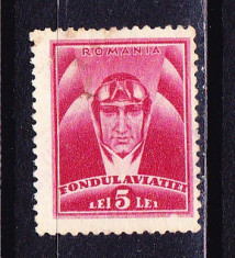 Timbre ROMANIA 1936 = PILOT, FONDUL AVIATIEI foto