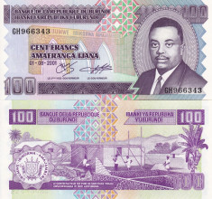 BURUNDI 100 francs 2001 UNC!!! foto