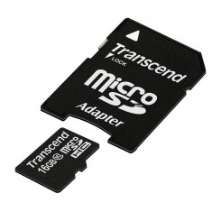 Card Transcend microSDHC 16GB Class 10 cu adaptor SD foto