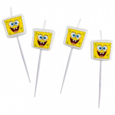 4 Lumanari Sponge Bob Party figurine pentru tort foto