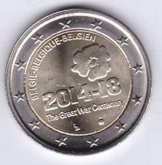 BELGIA moneda 2 euro comemorativa 2014- I Razboi, UNC foto