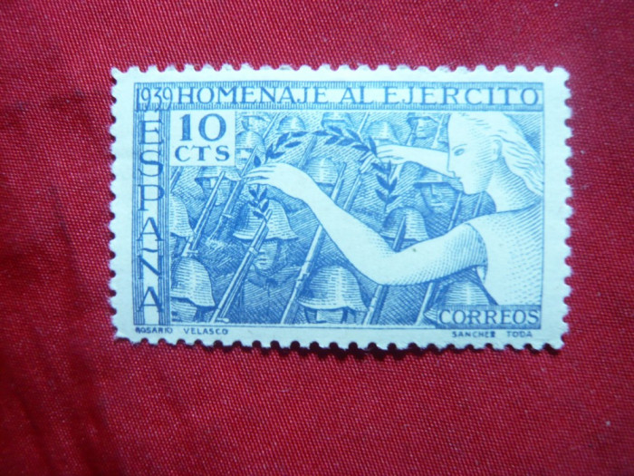 Serie- Omagiu Serviciului Militar 1939 Spania Republica , 1 val., sarniera